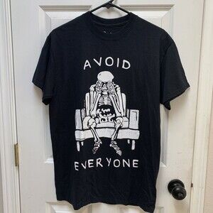 Spencers Skeleton Avoid Everyone Black T-Shirt Size M Medium Halloween